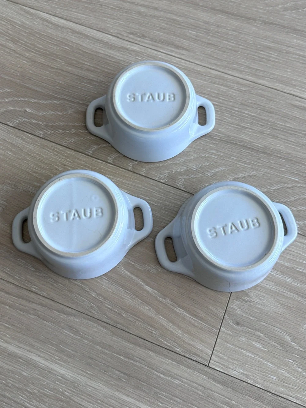 Staub White Round Mini Cocottes, Set of 3